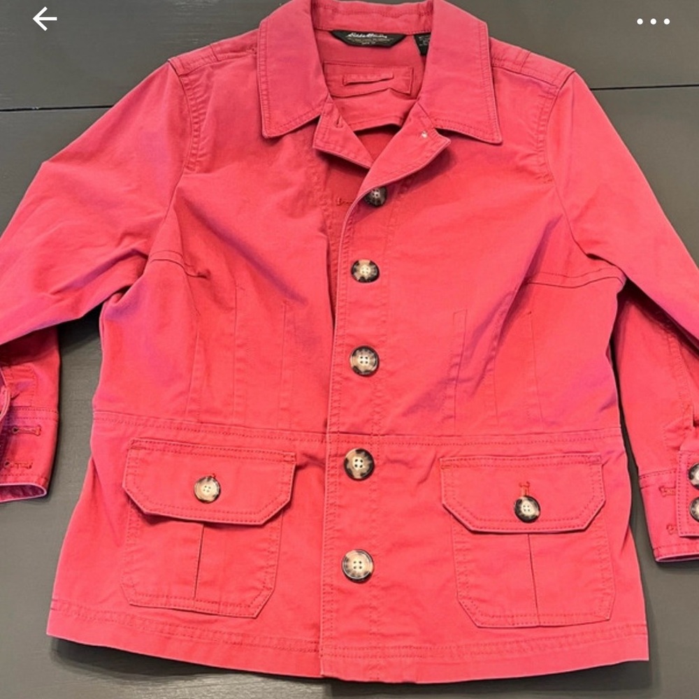 Eddie Bauer Rose Red Cotton Button Jacket